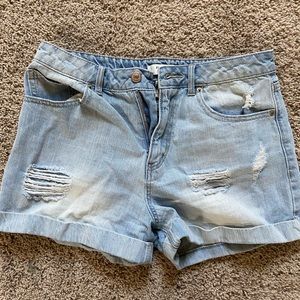 Forever 21 high-waisted distressed denim shorts